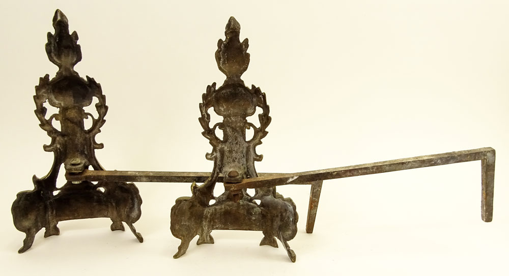 Pair of Vintage Bronze Andirons.