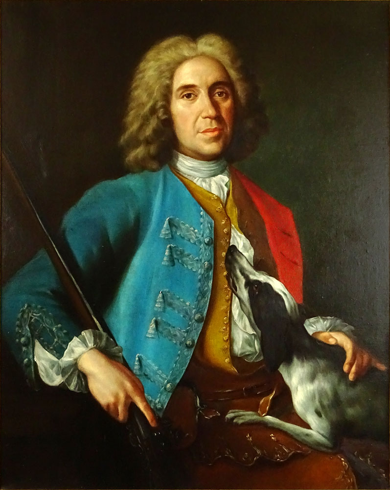Modern Old Master Style Oil on Canvas "Portrait of a Nobleman With Gun and Hound".