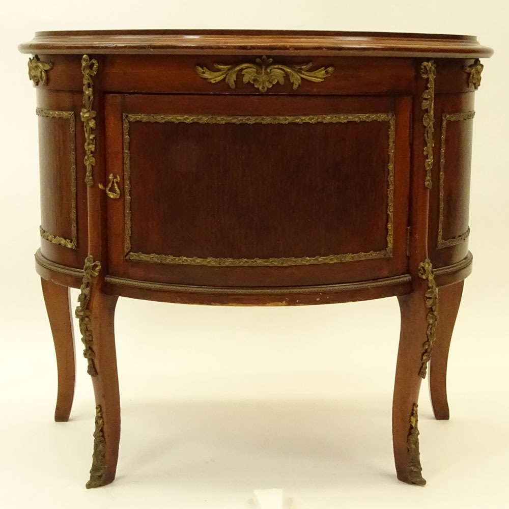 Vintage Transitional style Bronze Mounted Mahogany Demilune Commode.