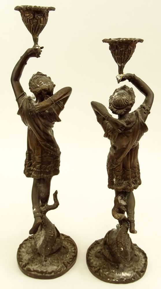 Pair of Spelter Figural Candlesticks.