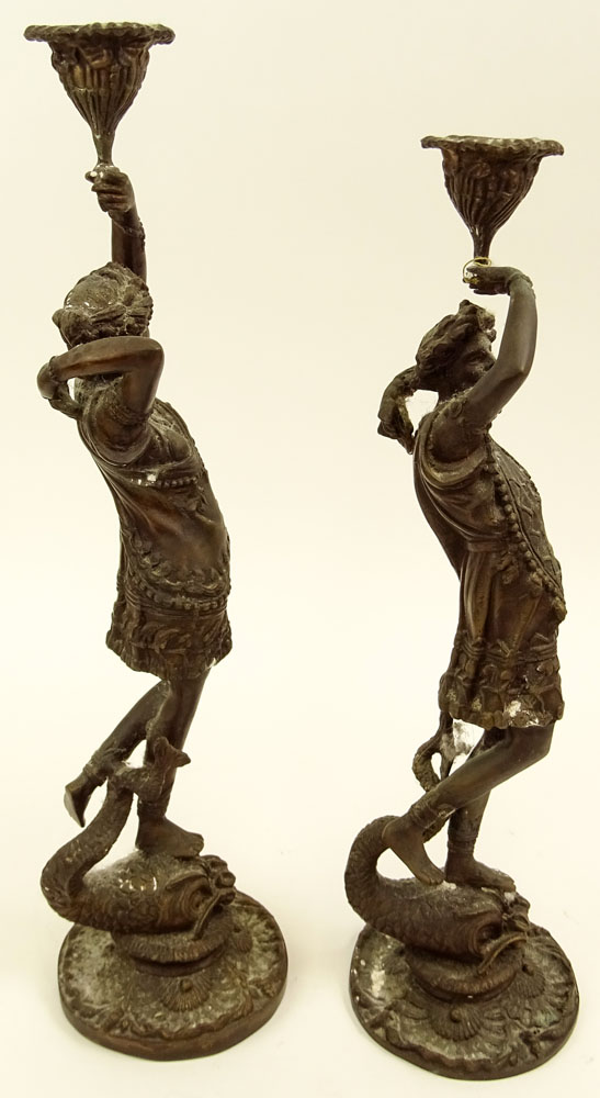 Pair of Spelter Figural Candlesticks.