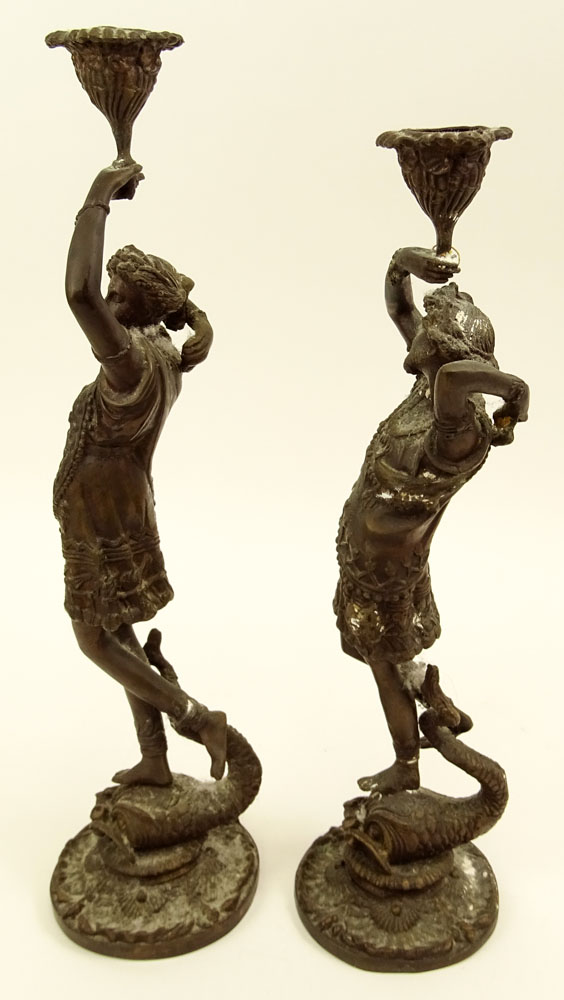 Pair of Spelter Figural Candlesticks.