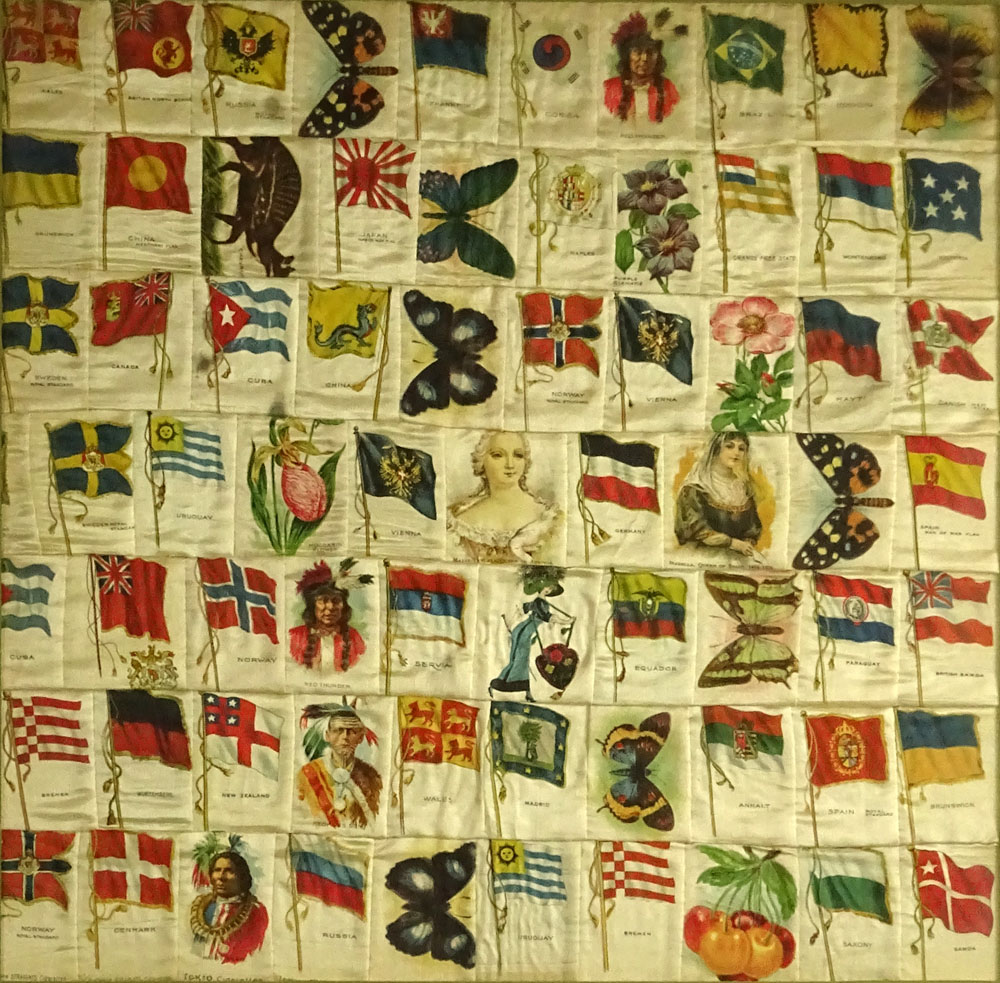 Antique Silk Tobacco Patchwork Textile.