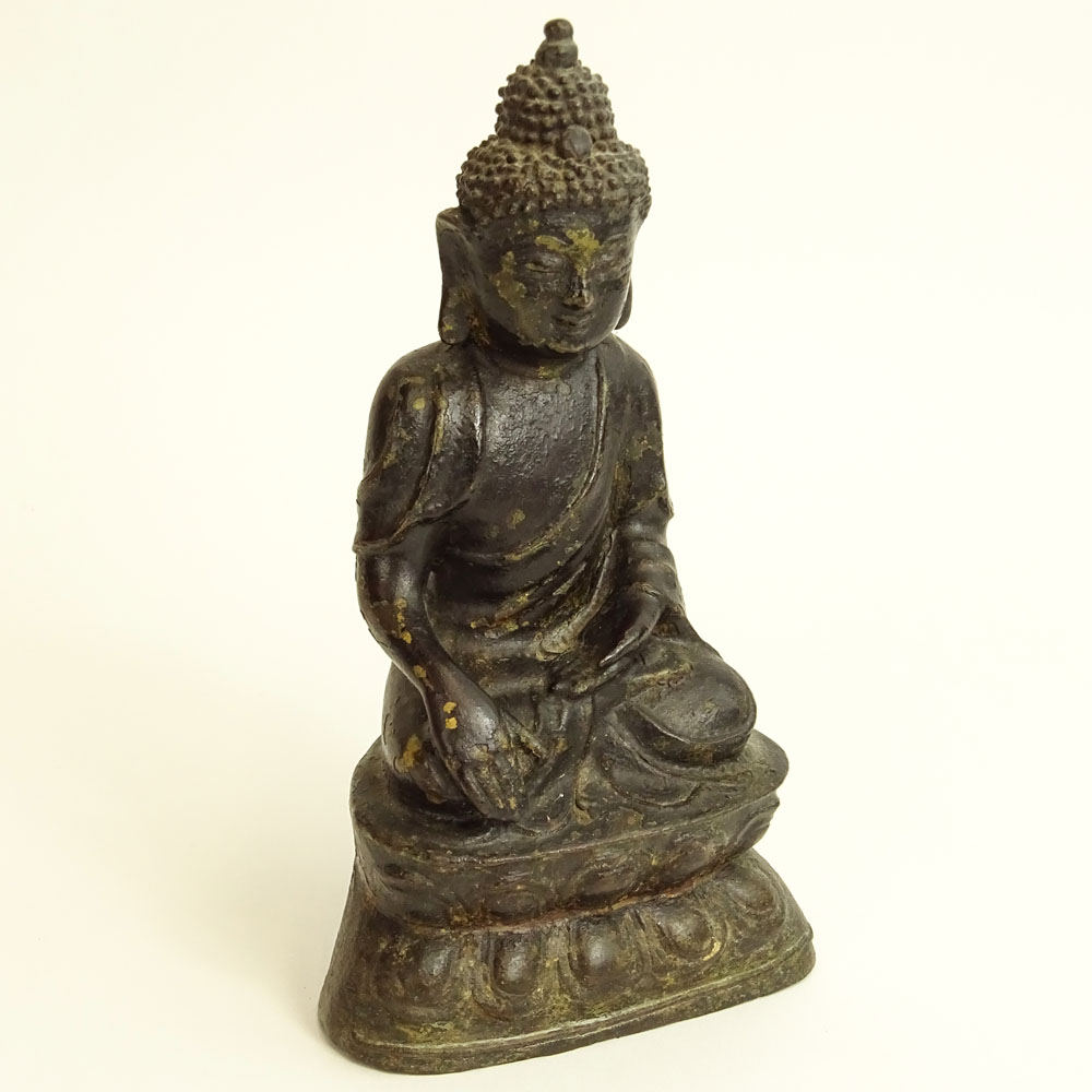 Vintage Chinese Painted Metal Buddha Figure.