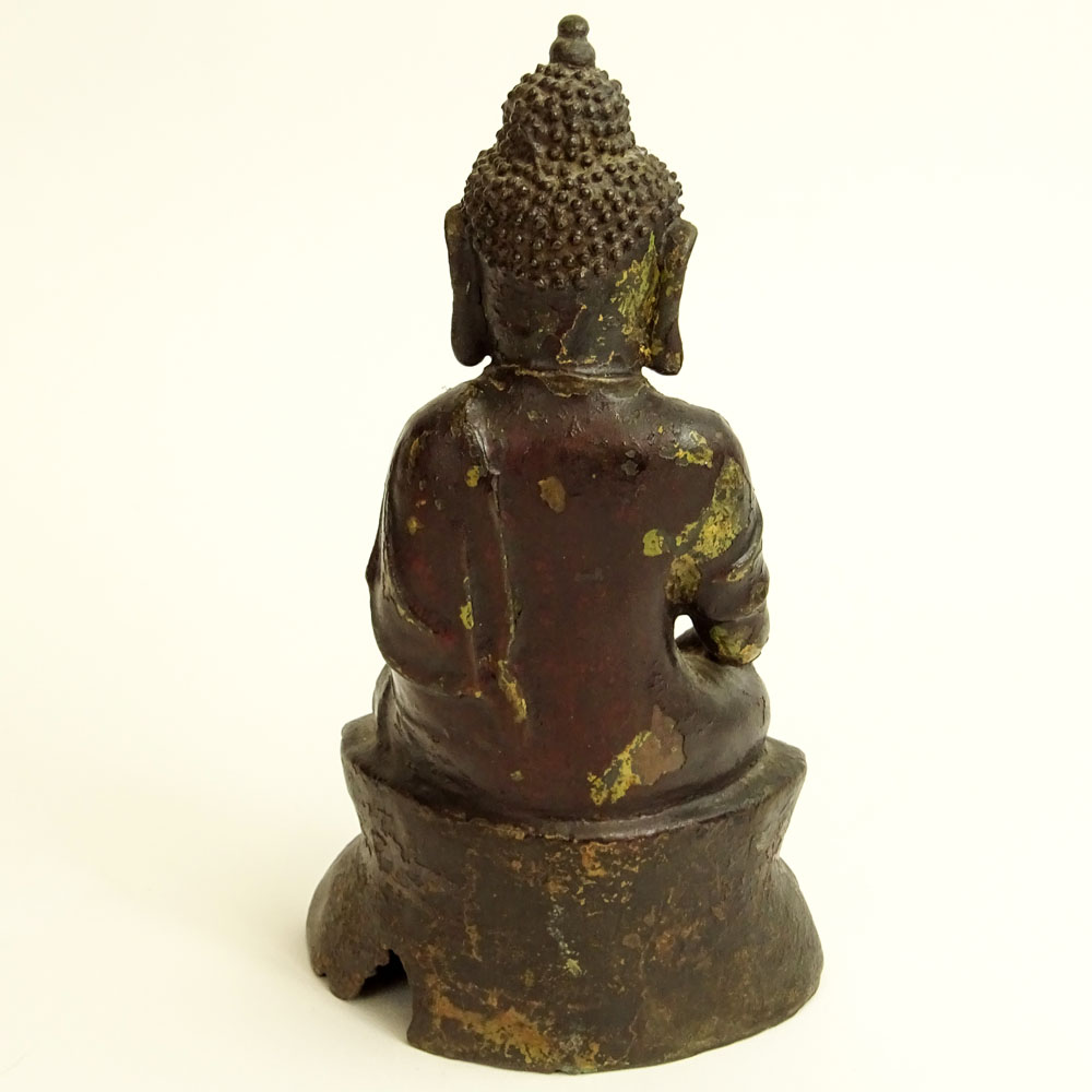 Vintage Chinese Painted Metal Buddha Figure.