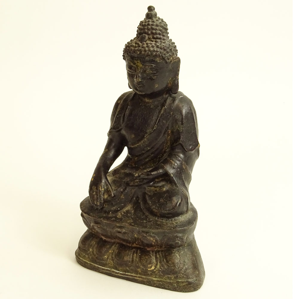 Vintage Chinese Painted Metal Buddha Figure.