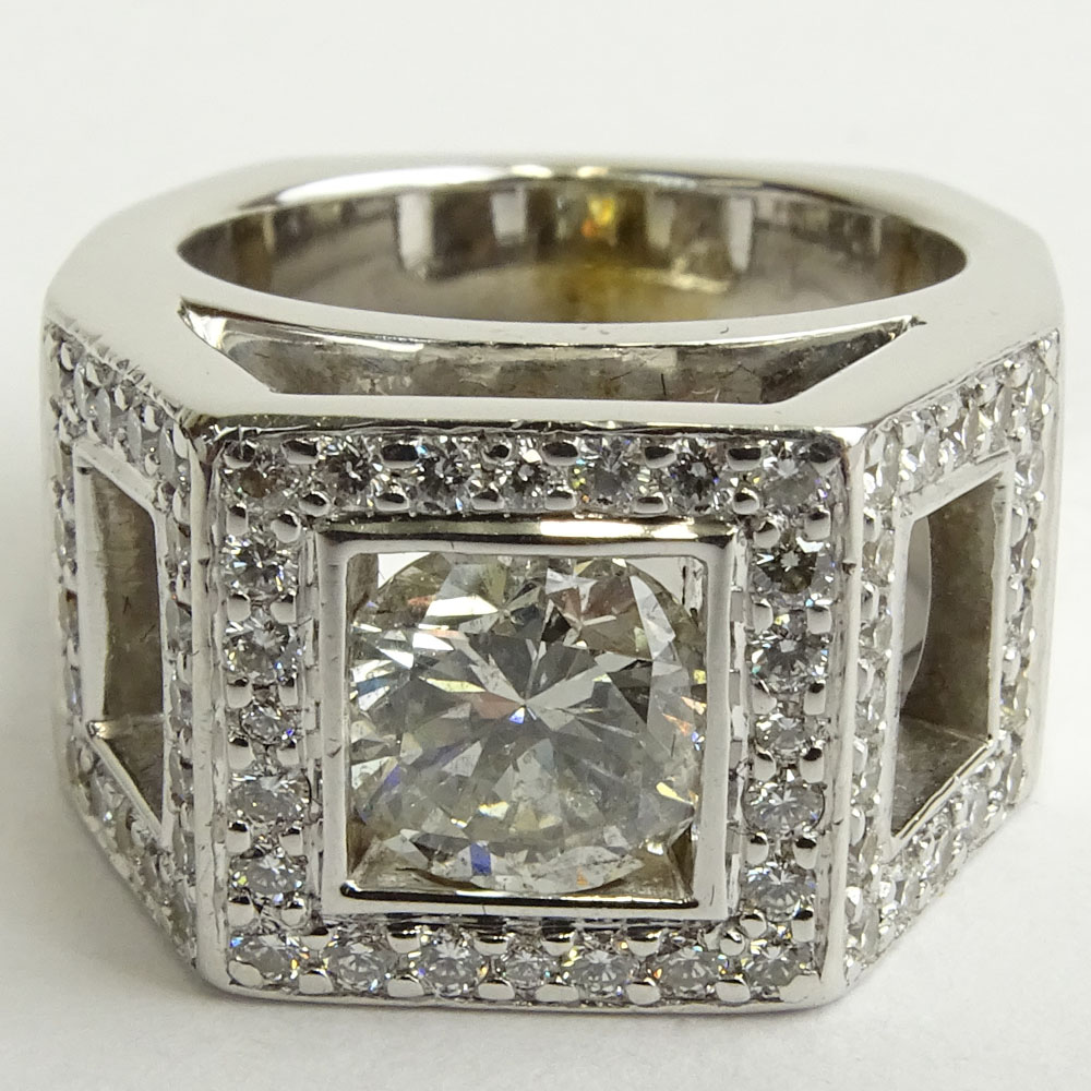 Approx. 1.45 Carat Round Brilliant Cut Diamond and 14 Karat White Gold Engagement Ring.