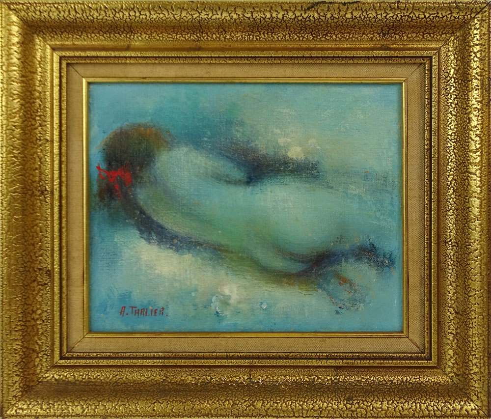 Decorative 20th Century Oil on Canvas "Reclining Nude"  