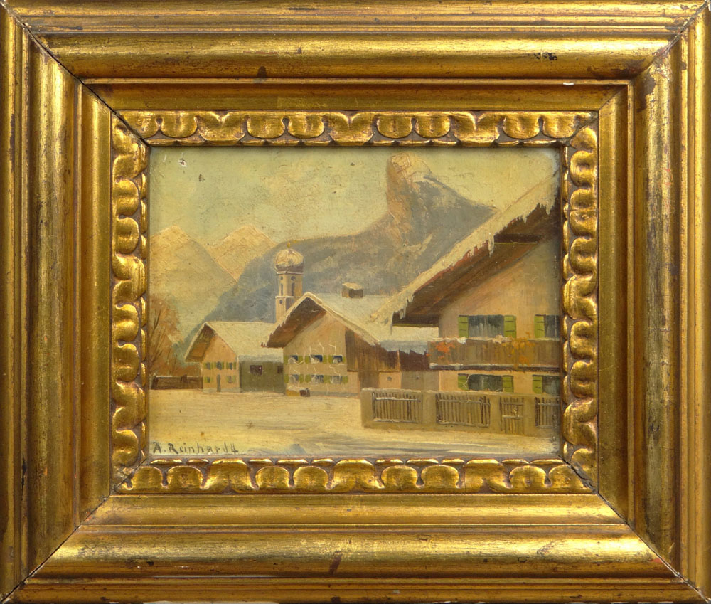 Two (2) Miniature Paintings on Panel Signed A. Reinhardt.