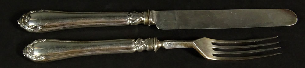 Antique Circa 1908 English Sterling Silver Hallmarked Knife & Fork.