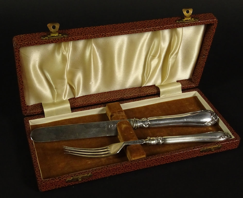 Antique Circa 1908 English Sterling Silver Hallmarked Knife & Fork.