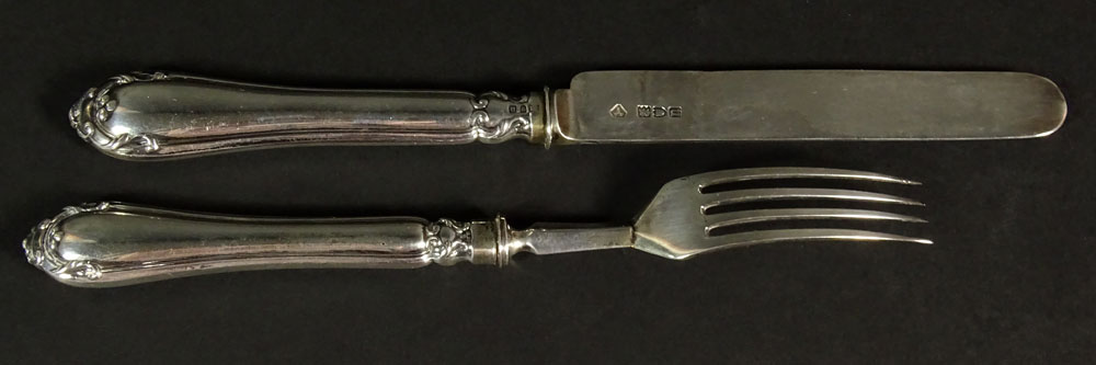 Antique Circa 1908 English Sterling Silver Hallmarked Knife & Fork.
