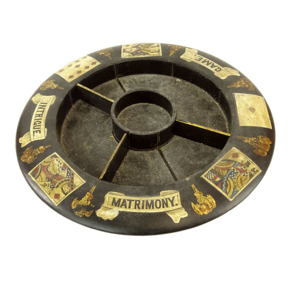 Antique English Papier Mache "Pope Joan" Game Board/wheel. 