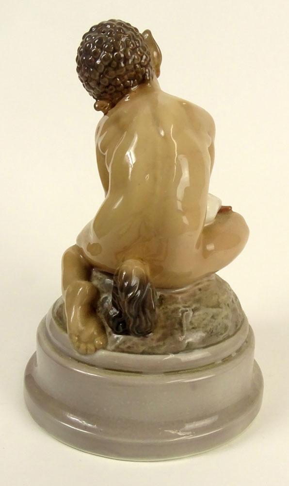 Large Royal Copenhagen Porcelain Figurine "Satyr With Geese" 