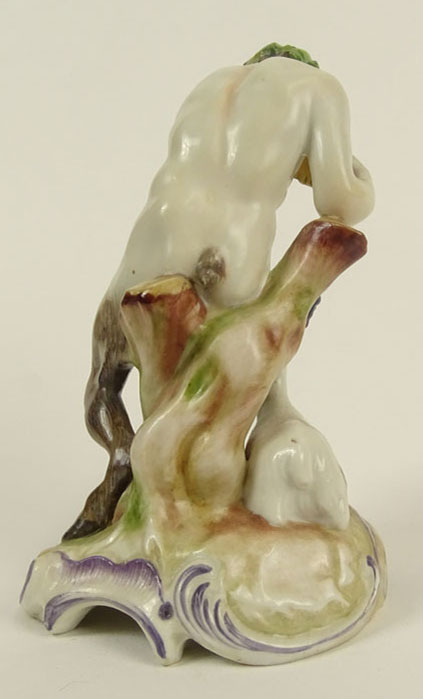 19th Century German Ludwigsburg Porcelain Figurine "Satyr with Pipe and Goat" 