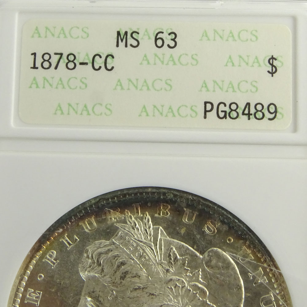 1878-CC Morgan Silver Dollar ANACS MS 63 PG8489.