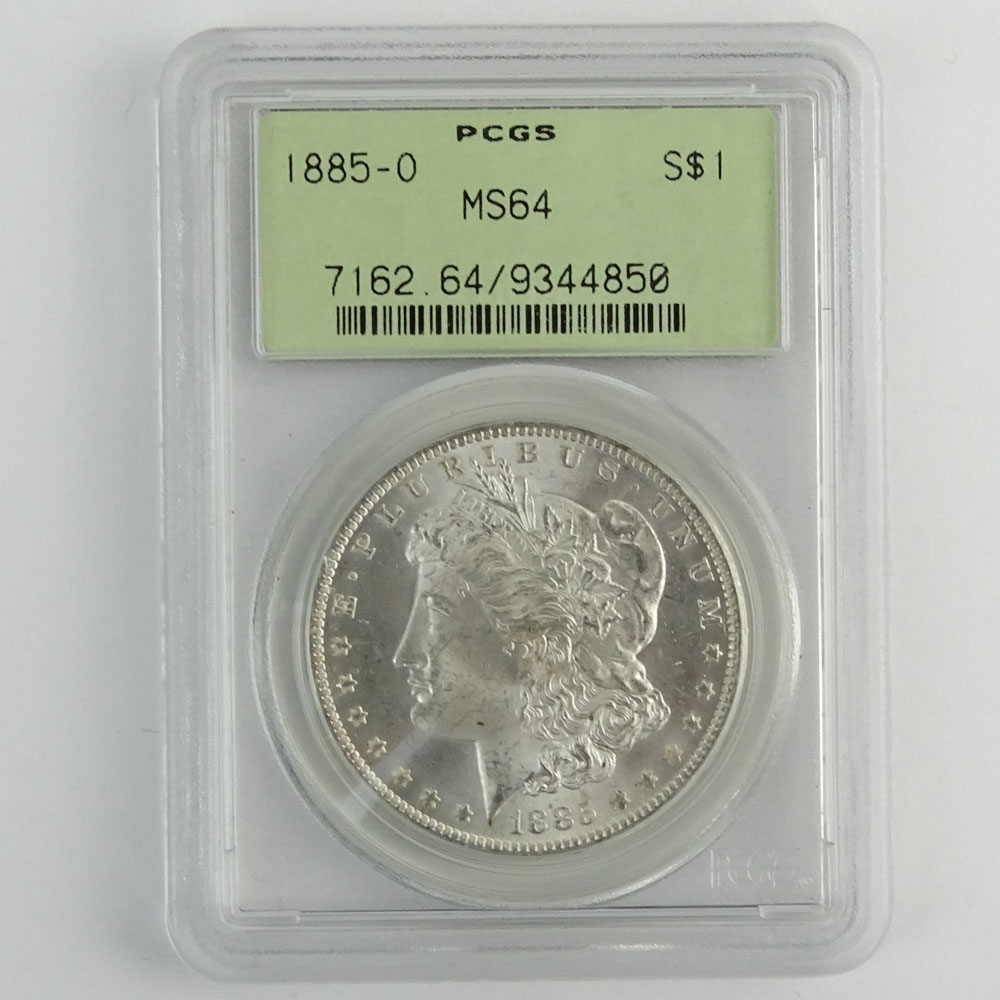 1885-O S$1 Morgan Silver Dollar MS64 PCGS 7162.64/9344850.