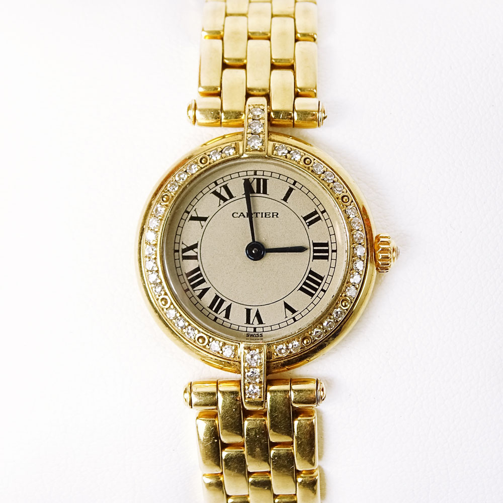 Lady's Cartier 18 Karat Yellow Gold Panthere Quartz Movement Watch.