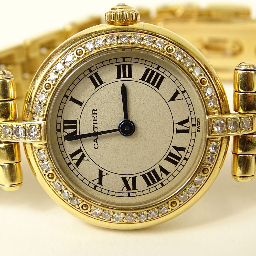 Lady's Cartier 18 Karat Yellow Gold Panthere Quartz Movement Watch.