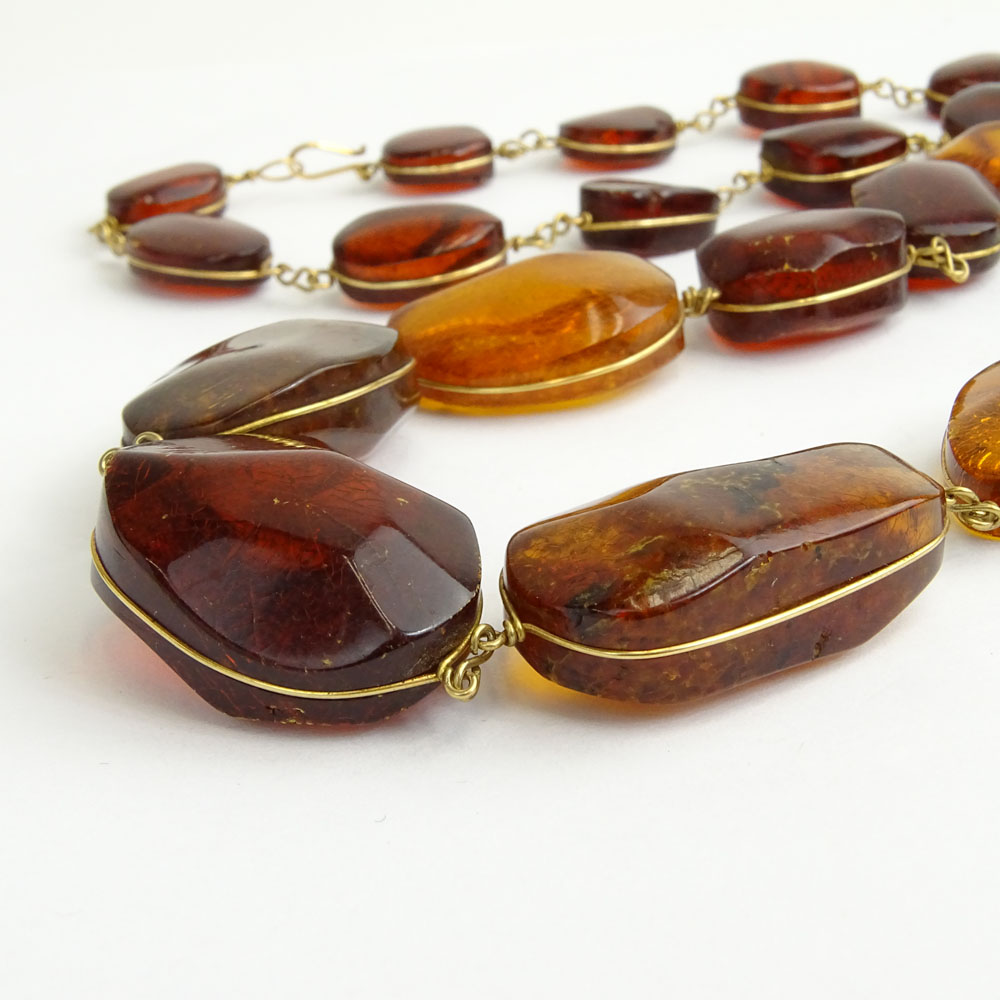 Vintage Amber Bead Necklace.