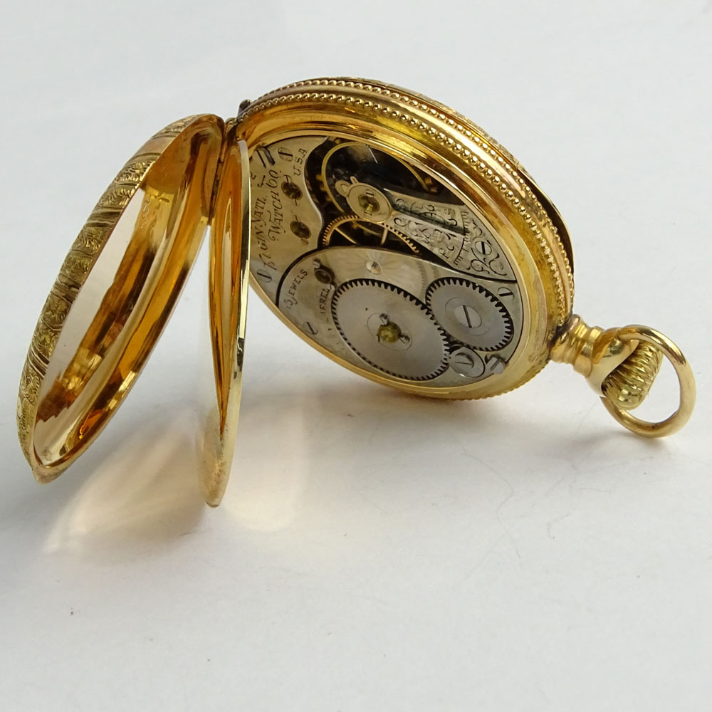 Antique Elgin 14 Karat Rose Gold Pocket Watch.