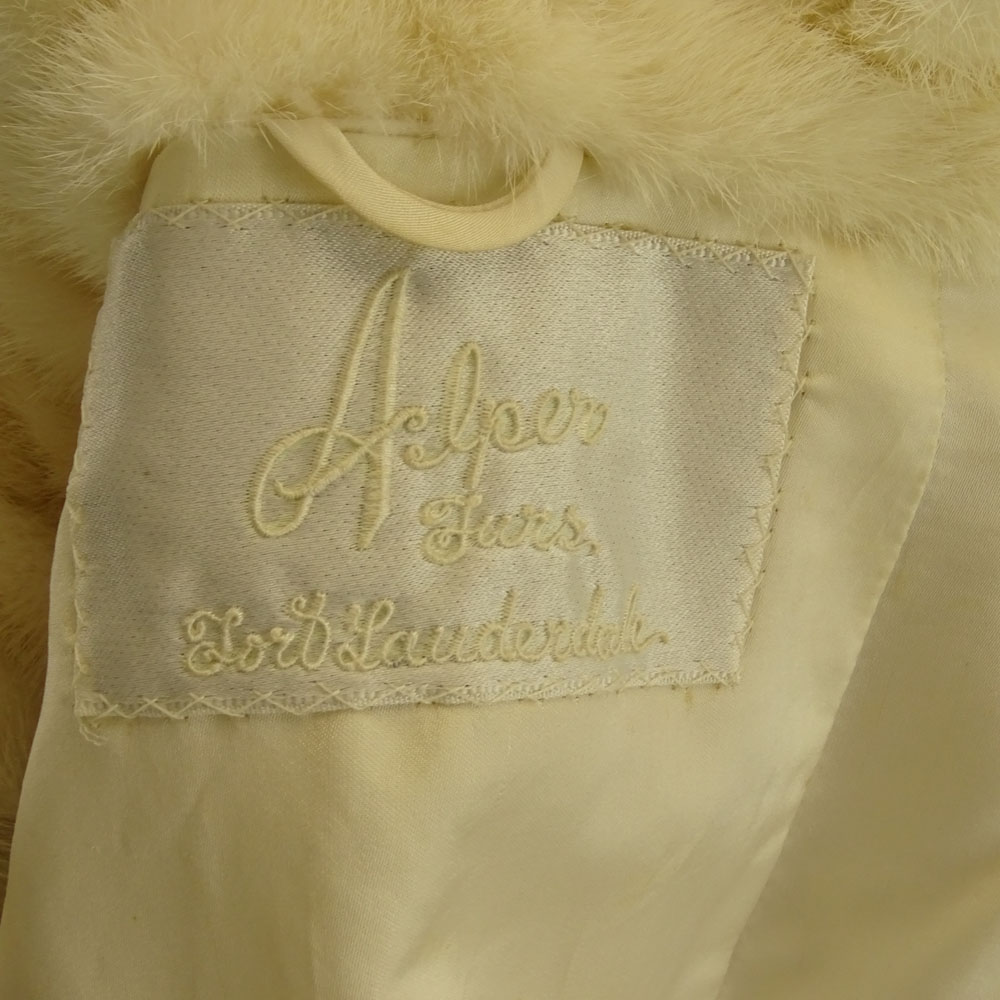 Retro "Alper Furs" Short White Mink Fur Jacket. 