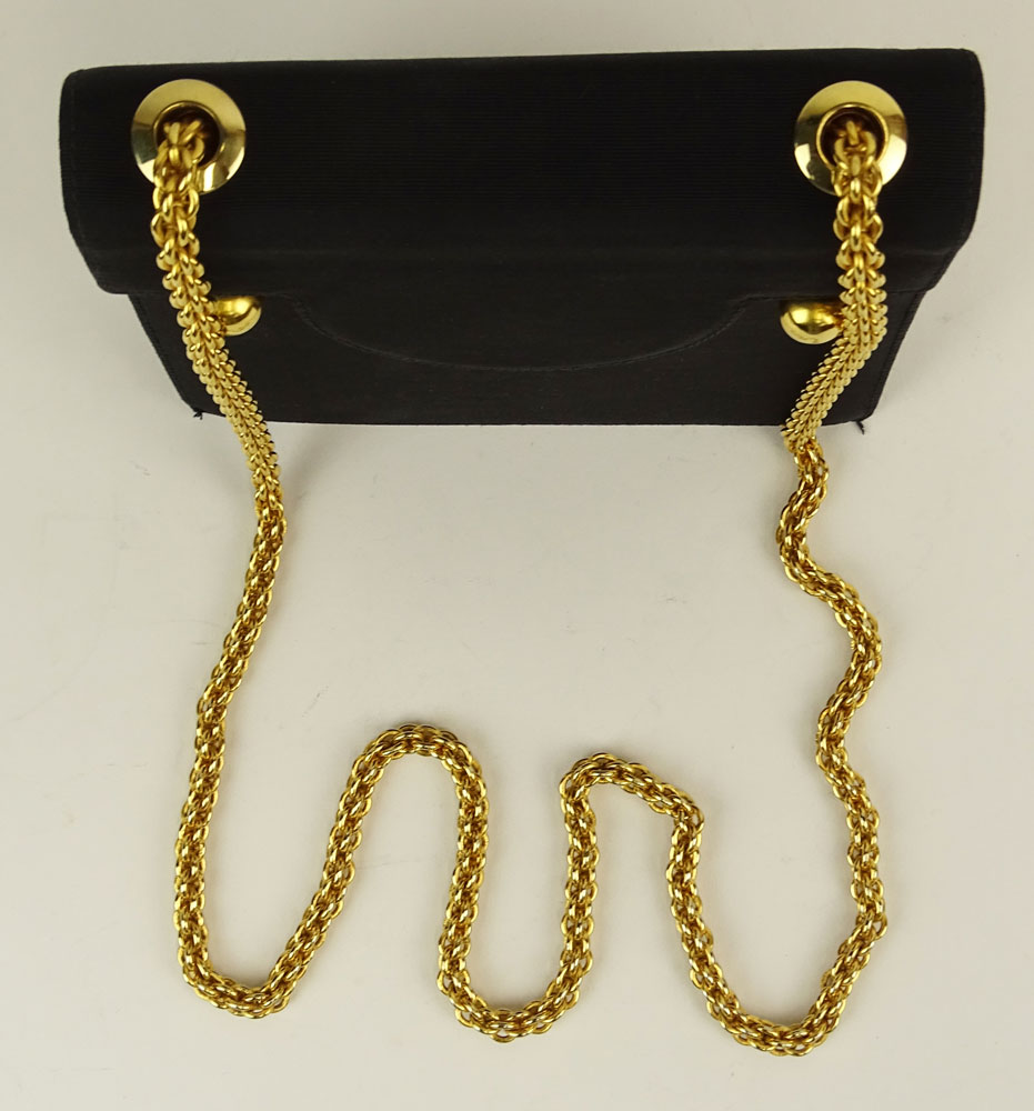 Paloma Picasso Black Silk and Gold Tone Evening Bag.