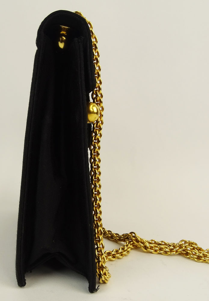 Paloma Picasso Black Silk and Gold Tone Evening Bag.