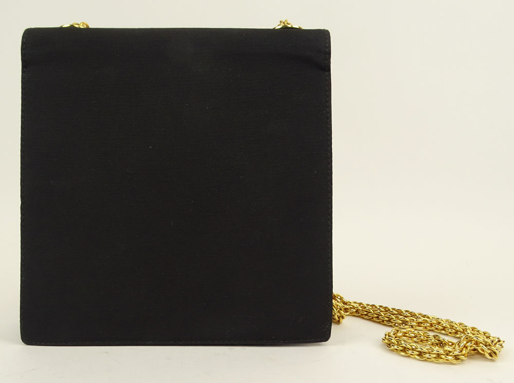 Paloma Picasso Black Silk and Gold Tone Evening Bag.