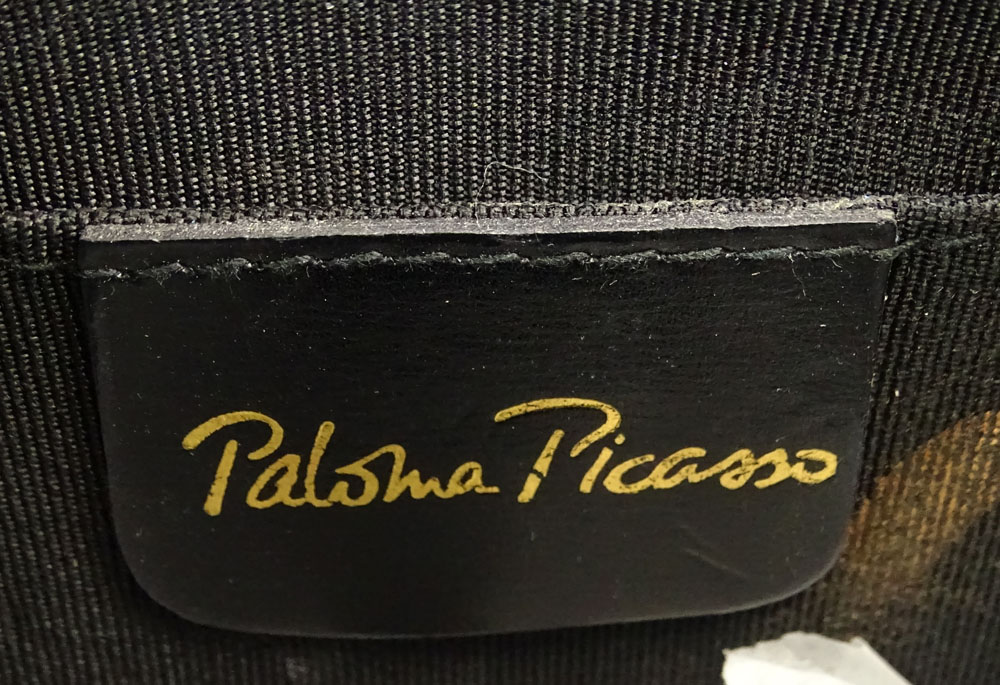 Paloma Picasso Black Silk and Gold Tone Evening Bag.