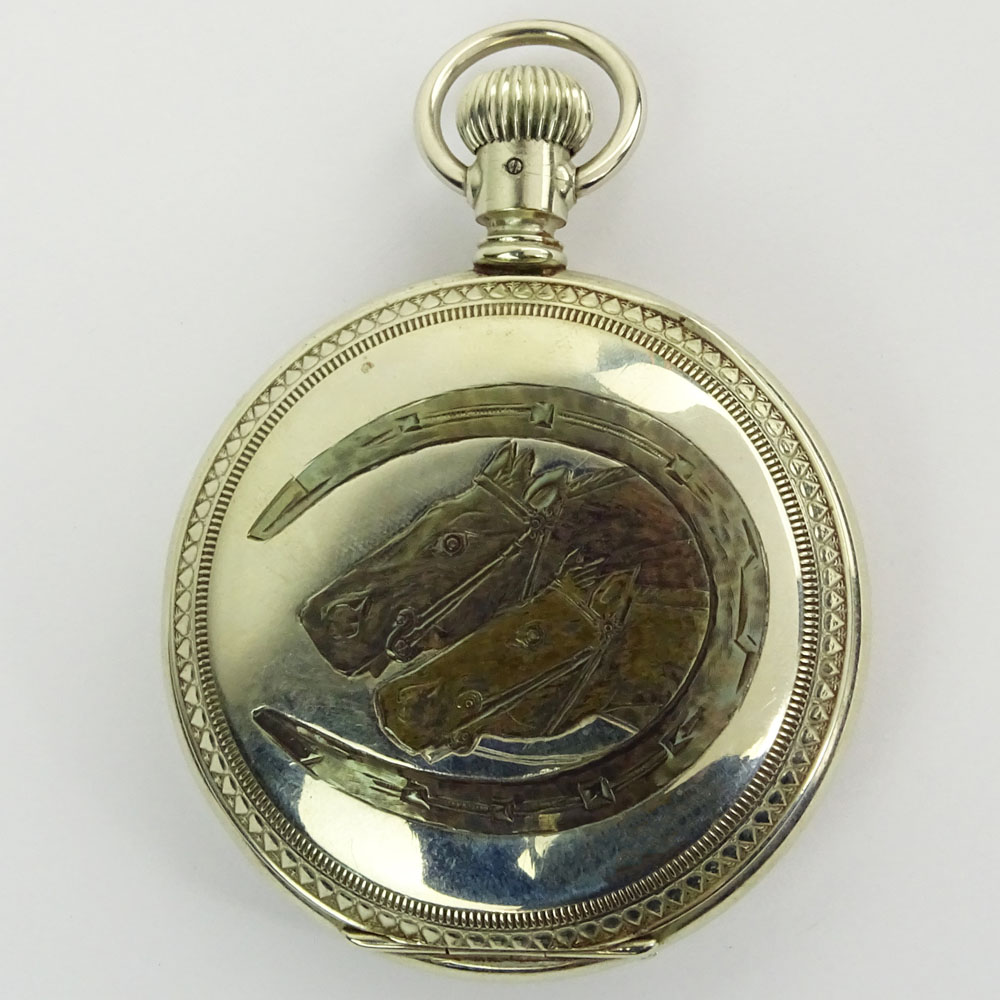 Vintage South Bend Tri Color Pocket Watch. Horse Motif.