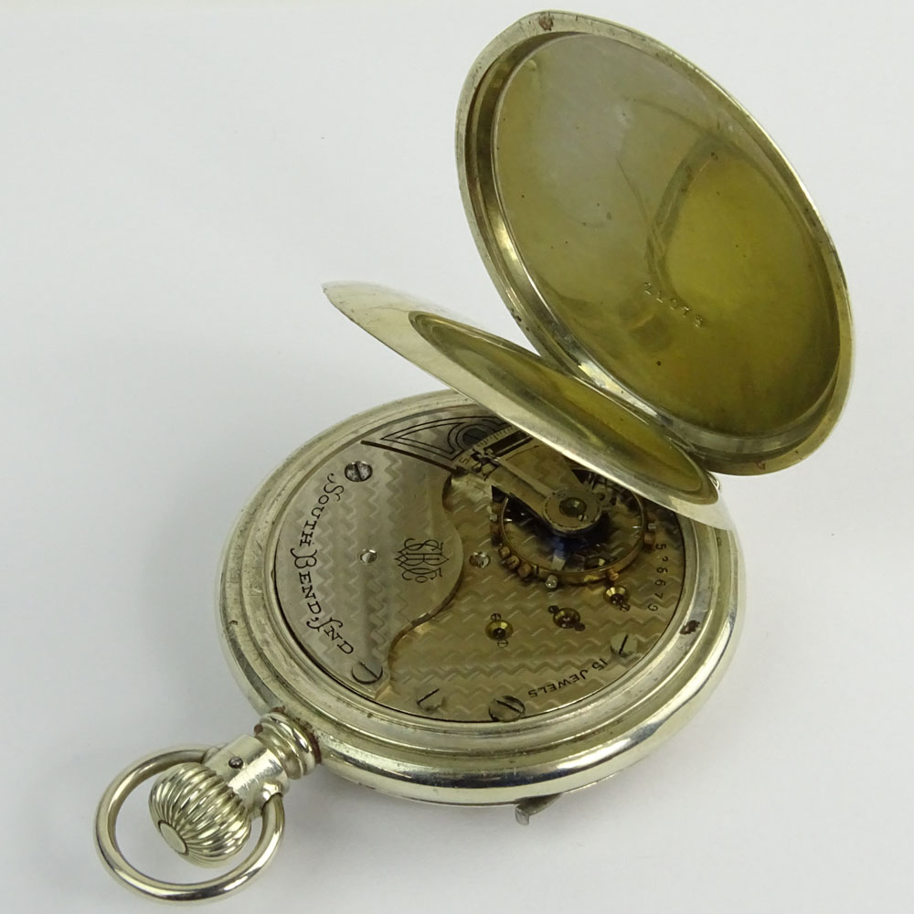 Vintage South Bend Tri Color Pocket Watch. Horse Motif.