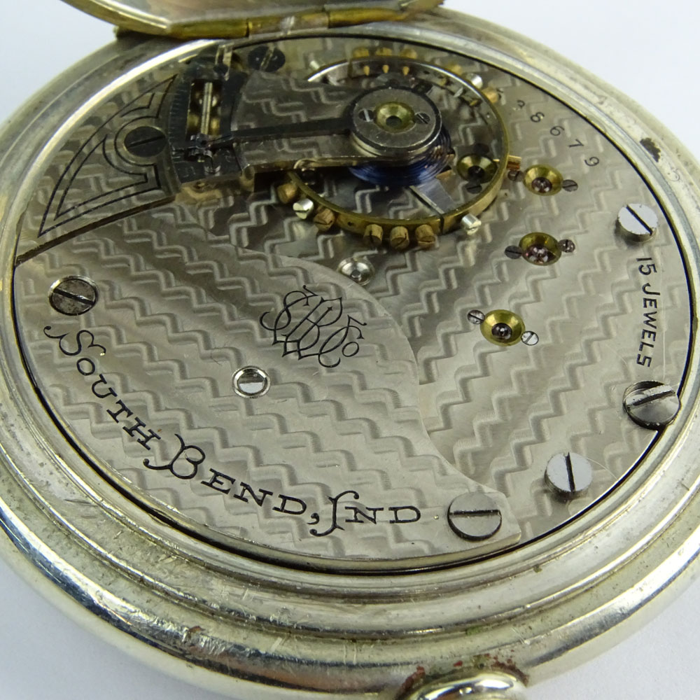 Vintage South Bend Tri Color Pocket Watch. Horse Motif.