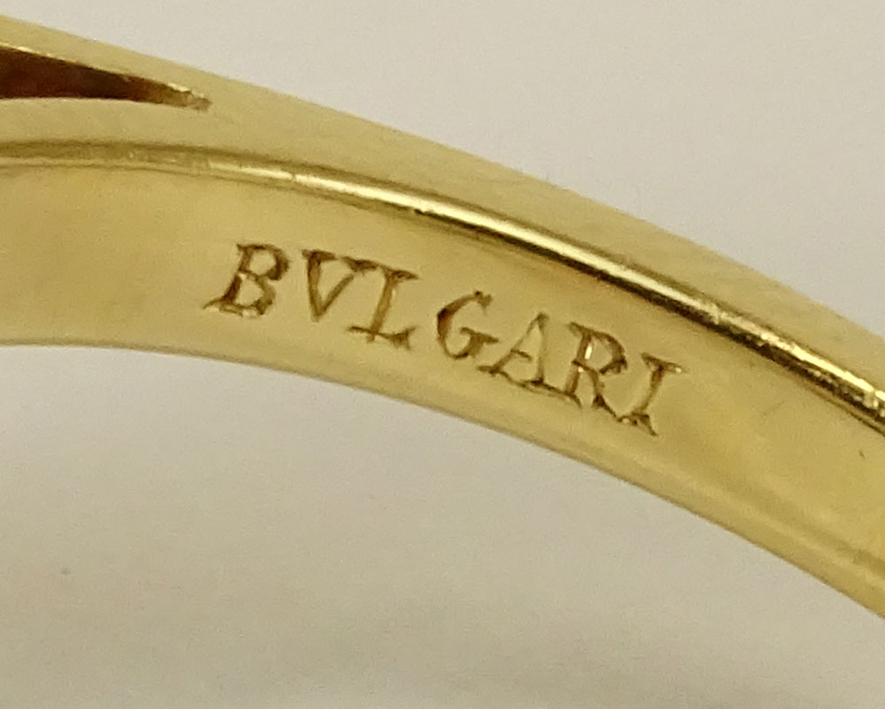 Circa 1960's Bulgari Emerald Cut Aquamarine and 18 Karat Yellow Gold Ring.