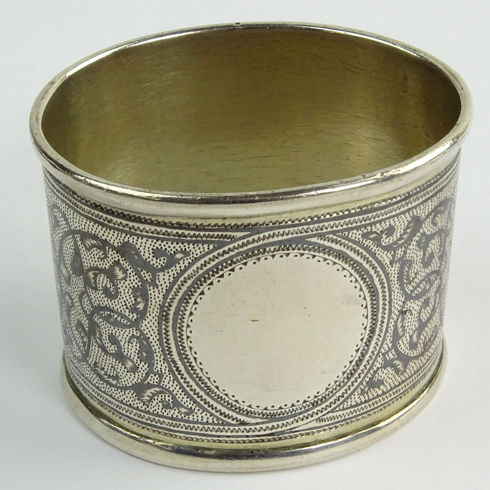 Antique Russian 84 Silver Niello Napkin Ring.