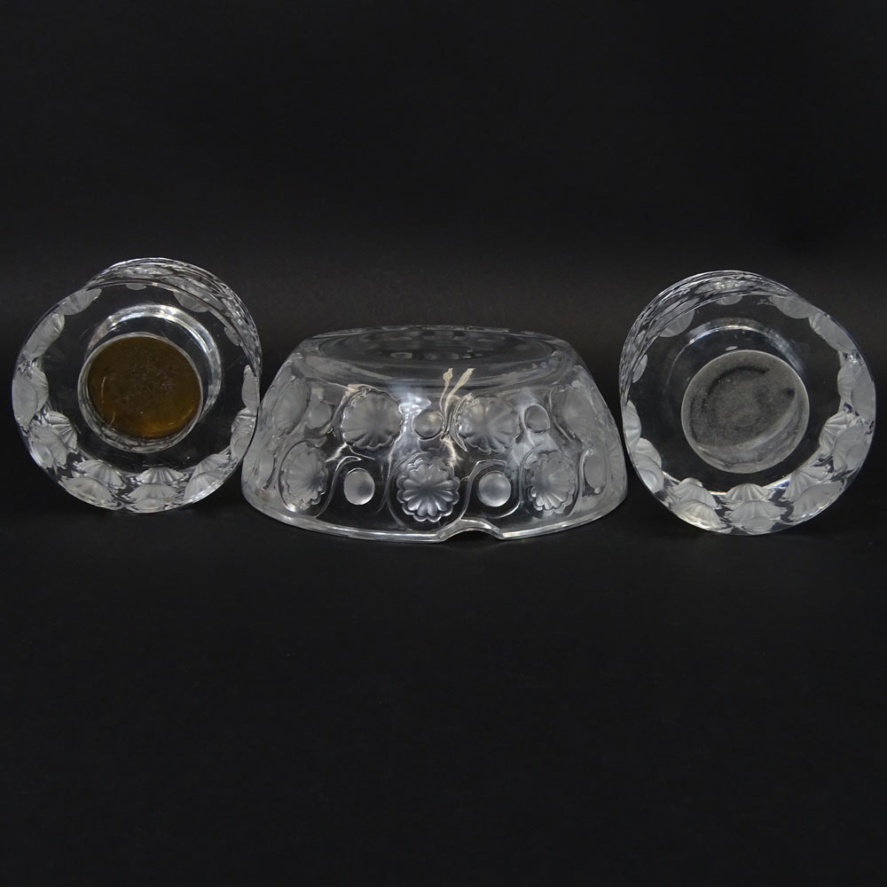 Three (3) Piece Lalique "Tokyo" Smoking Set.