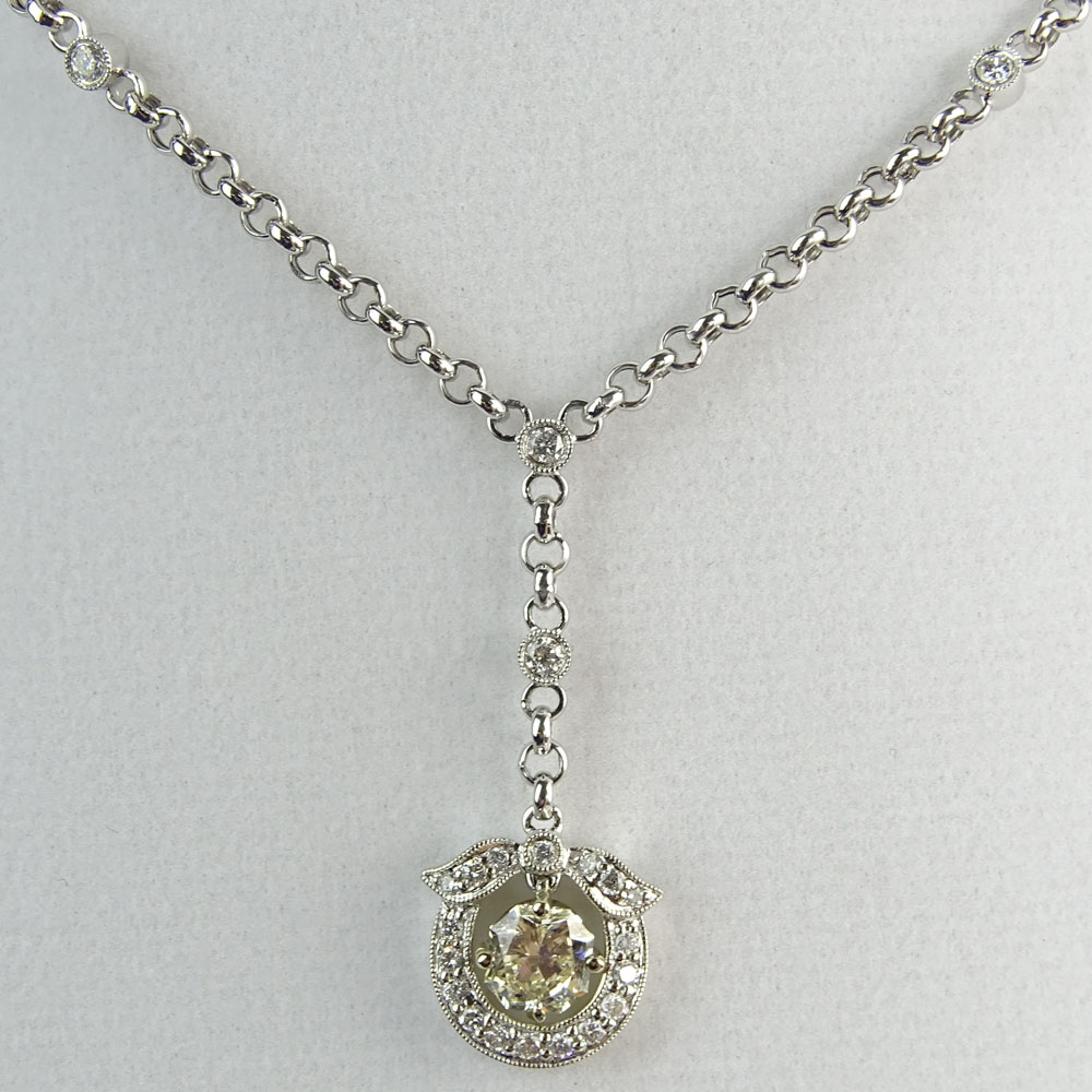 Lady's Diamond and 18 Karat White Gold Pendant Necklace.