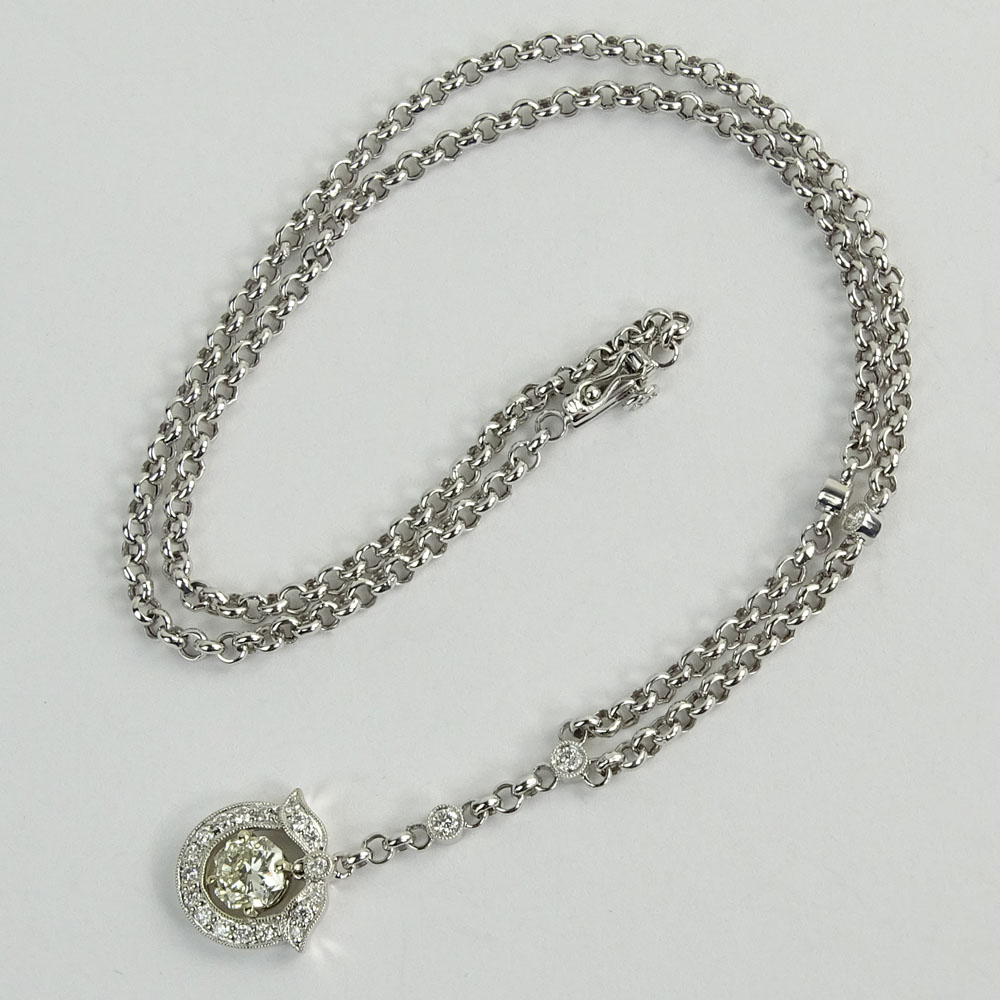Lady's Diamond and 18 Karat White Gold Pendant Necklace.