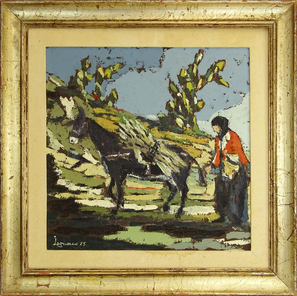 Mid 20th Century Oil Painting bears signature Iagnocco (?). "Farmwoman"