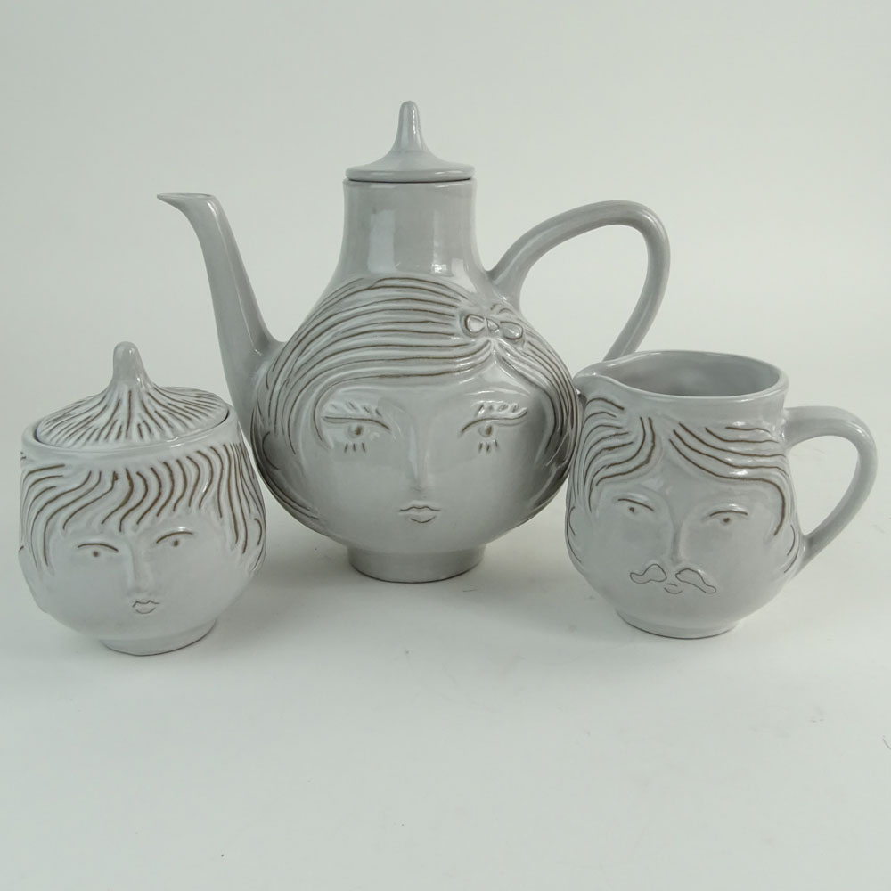 Jonathan Adler "Utopia" Three Piece Tea Set. Includes Teapot, cream pitcher and sugar bowl. 