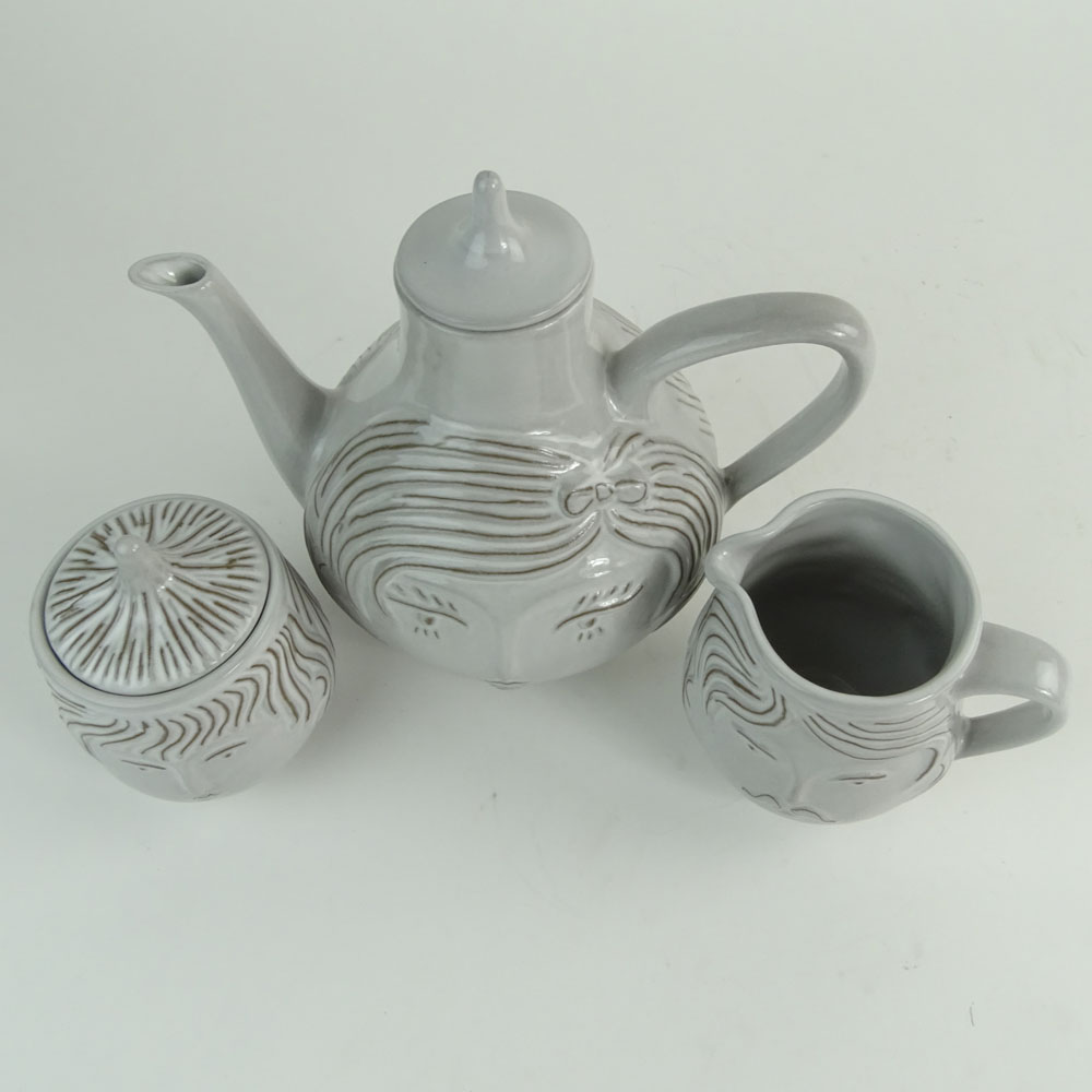 Jonathan Adler "Utopia" Three Piece Tea Set. Includes Teapot, cream pitcher and sugar bowl. 