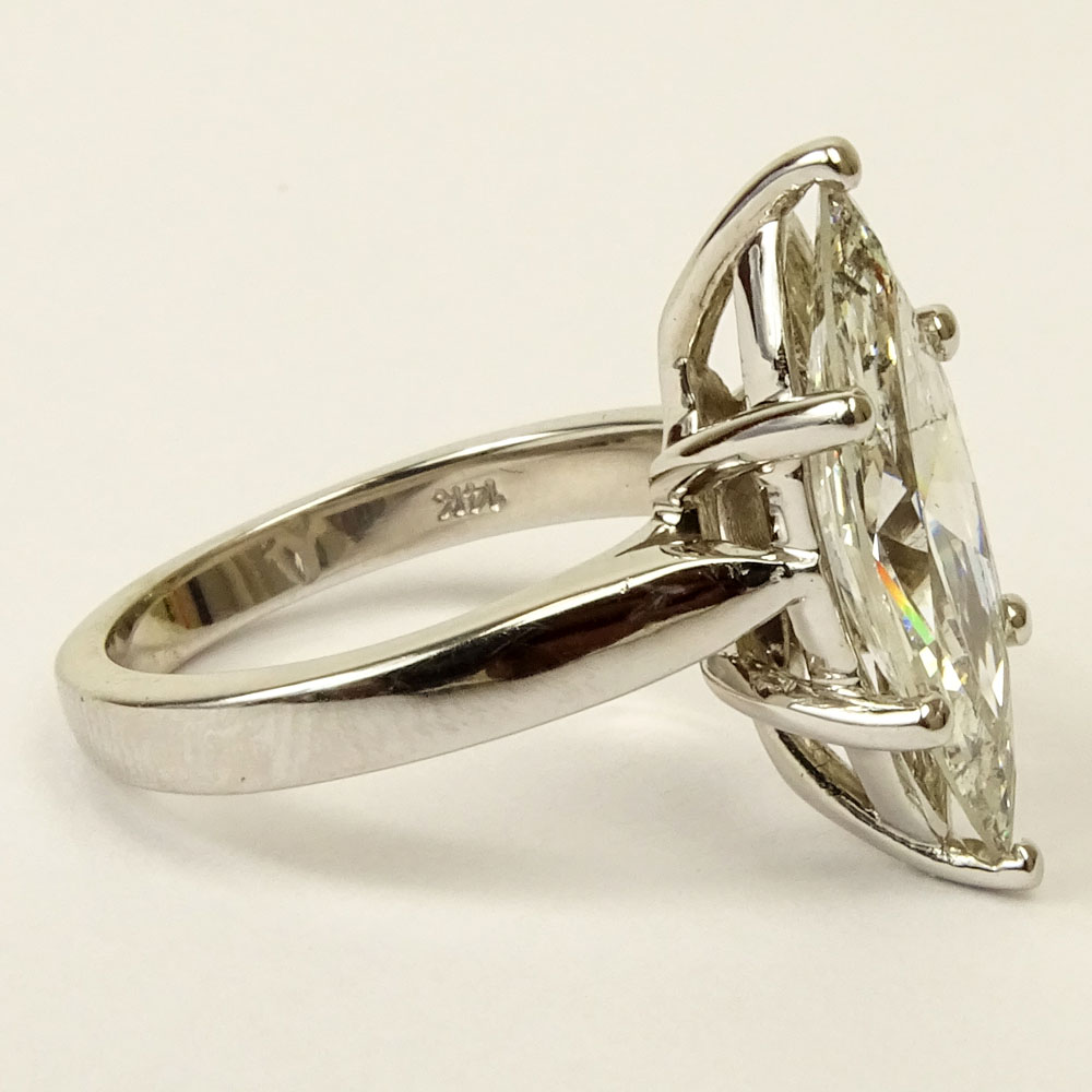 Approx. 3.14 Carat Marquis Cut Diamond and 14 Karat White Gold Engagement Ring.