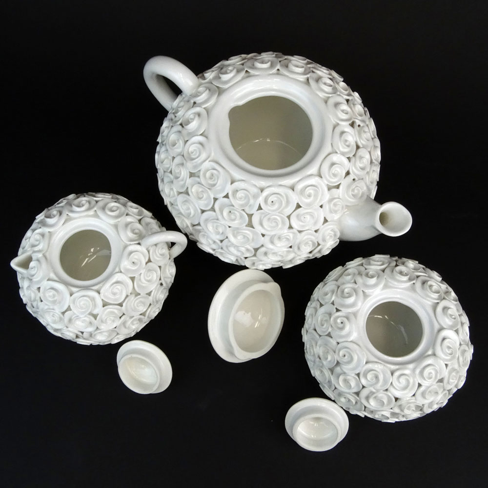 Mid Century Style Cyrus Company "Tierra Rose"  Three Piece Tea Set. 