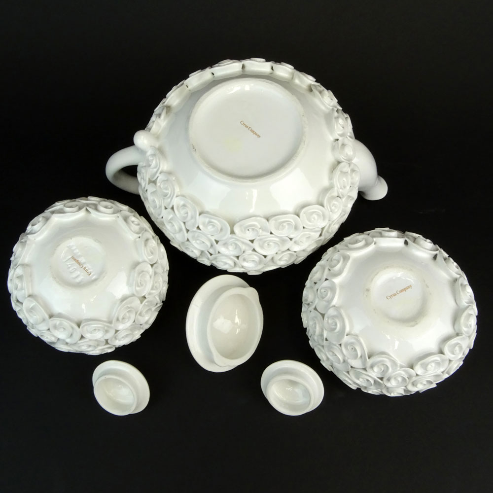 Mid Century Style Cyrus Company "Tierra Rose"  Three Piece Tea Set. 