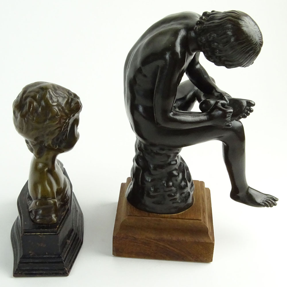 Lot of Two (2) Bronze Sculptures. "Boy With Thorn" and "Laughing Child".