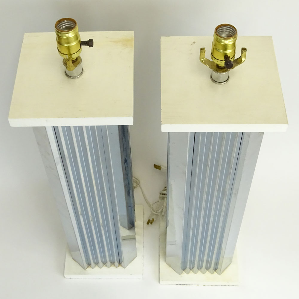 Pair of Mid Century Modern Chrome Finish Table Lamps.