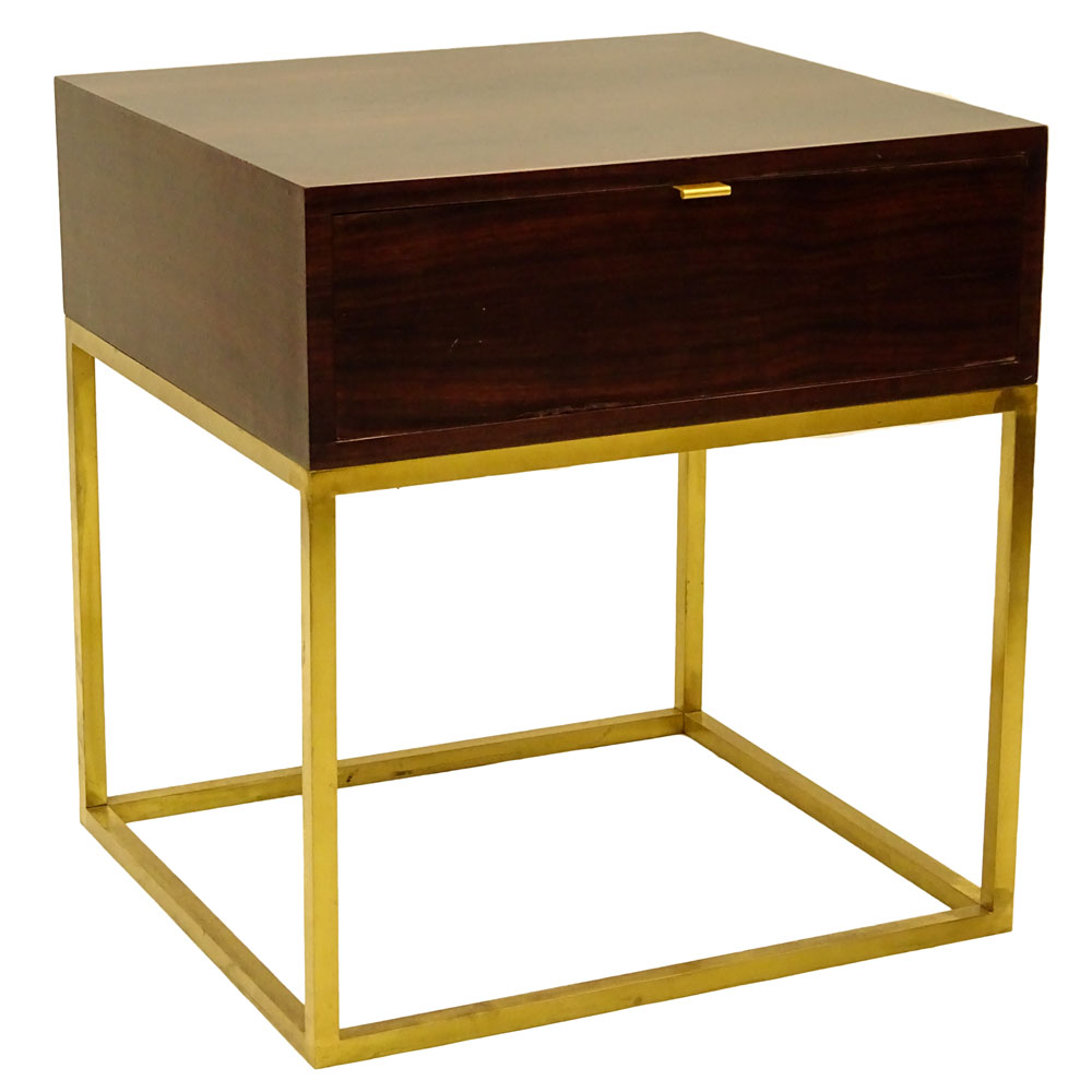 Todd Hase, American 21st Century "Duval" Macassar Ebony and Brass Side Table with Drawer (prototype). 