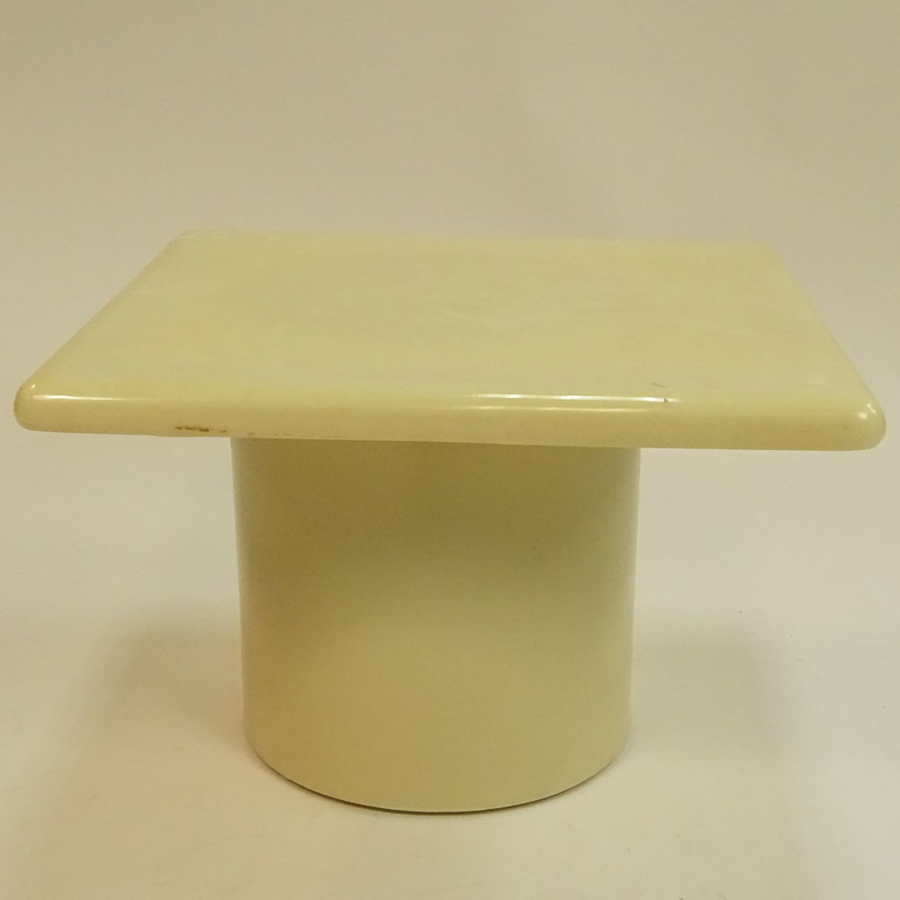 Mid-Century Lacquer and Faux Stone Occasional Table.