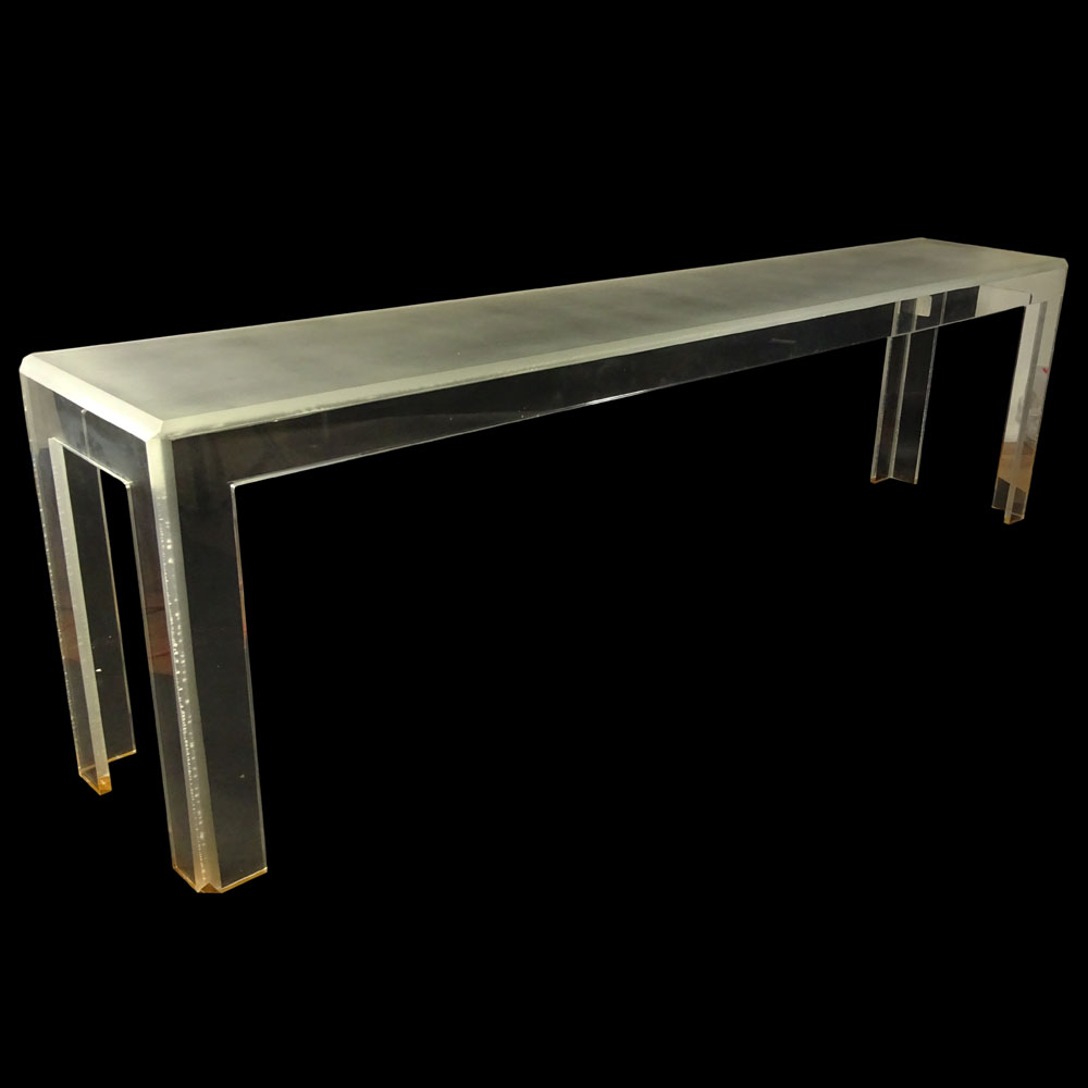 Mid Century Modern Thick Heavy Frosted and Clear Lucite Console.