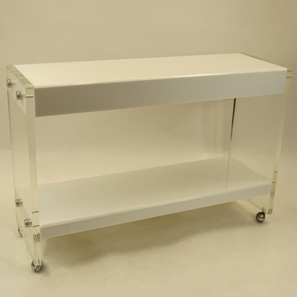 Mid Century Modern Lucite Console on Castors.